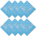 Raylarnia 8 PCS 100% Cotton Bandanas, 22 Inchs Multi-Purpose Bandana Scarfs Headbands for Men and Women - color: 8-light Blue