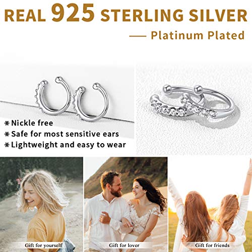 ChicSilver 925 Sterling Silver Ear Cuff Earrings Non Piercing Clip on Cartilage Cuff Earrings for Women - style: K: CZ Cuff