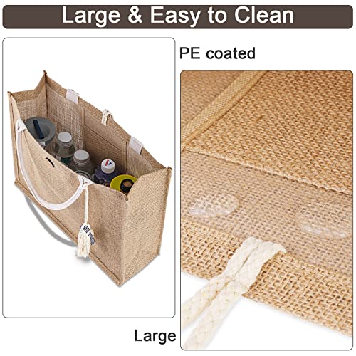 itgowisa Jute Beach Bag for Women, Burlap Beach Tote Bag with Tassel Pocket, Summer Gift for Vacation, Pool, Cruise & Grocery | Jute material - color: Plaid Tassel