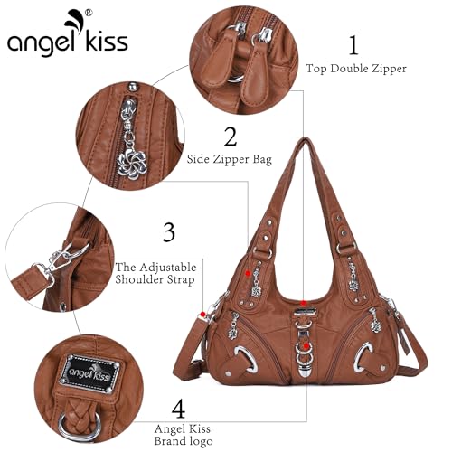 Angelkiss Hobo Purses and handbags for Women Satchel Handbag Women Purses Large Daily Shoulder Bags | Purses - color: Brown