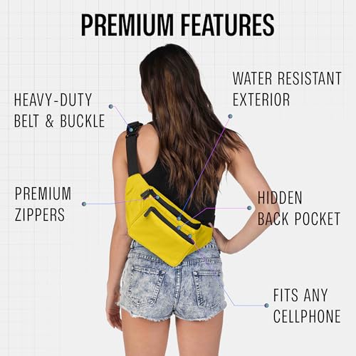 Yellow Fanny Pack Belt Bag I Mens Fanny Packs for Women Fashionable - Crossbody Bag Bum bag Waist Bag Waist Pack - Hands Free for Hiking, Running, Travel, Waterproof and more - color: Yellow