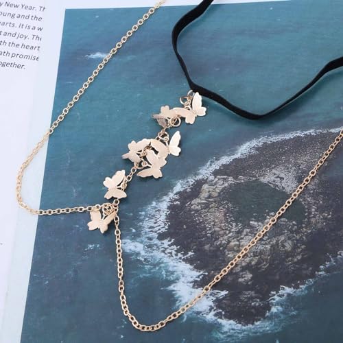 Boho Butterfly Leg Chain Butterfly Thigh Leg Chain Multi Butterfly Tassel Thigh Chain Elastic Leg Thigh Chain Punk Gold Body Chain Rave Bikini Thigh Body Chain Jewelry for Women