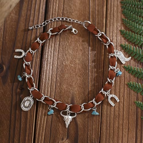 Layered Boho Necklaces for Women Gold Coin Pendant Necklaces Stackable Turquoise Choker Necklace for Women Western Jewelry - style: Style 10