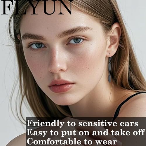 Twisted Leaf Spiral Leverback Hypoallergenic Earrings For Women -18K Gold Plated And Silver Dangle Drop Earrings, Trendy Jewelry Gift - color: BLACK