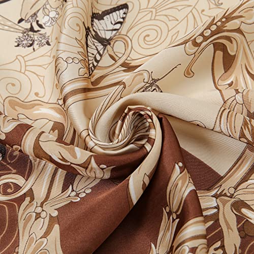 RIIQIICHY Women Head Hair Scarf Like Satin Silk Scarf Sleeping Hair Wrapping Night 27.5" - color: Khaki/Brown/White/Coffee