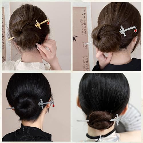 inSowni 8 Pieces Retro Gothic Medieval Metal Sword Hair Sticks with Crystal Pendant Chopsticks Long Hair Pins Bun Updo Holders Hair Accessories for Women Girls