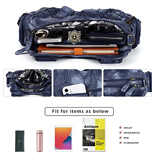 Angel Barcelo Purses for Women Large Shoulder Bag Soft Hobo Bags for Women - color: J.blue