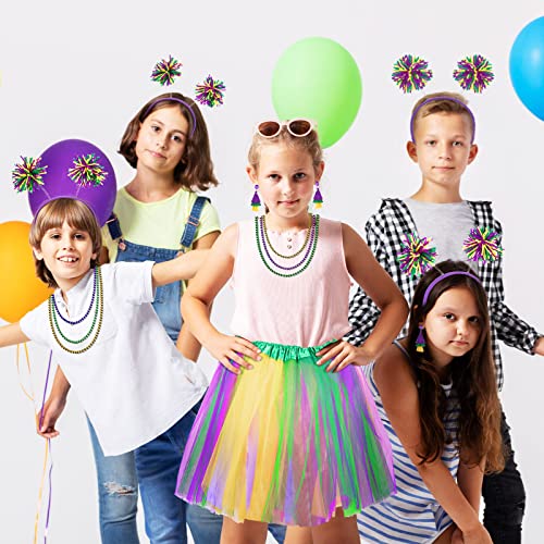 Hicarer 6 Pcs 4th of July Tutu Set Women Red White and Blue Accessories 250th Tutu Patriotic Costume Independence Day Favors - color: Purple, Yellow, Green