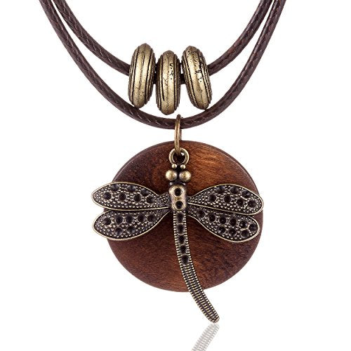 Brown Wooden Choker Chunky Pendant Necklaces for women - color: B