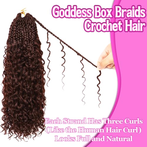 Goddess Boho Box Braids Crochet Hair-8 Packs 14 Inch Crochet Box Braids for Black Women Pre Looped (#4, 14 Inch (Pack of 8)) - color: #4, size: 14 Inch (Pack of 8)