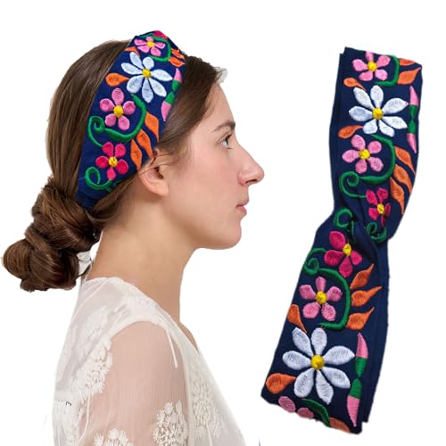 FANFAN Royal Blue Hand Dyed Braided Floral Headband Day of Dead Beach Wedding Gala Hair Accessory E9 - color: Royal Blue