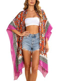 Breezy Lane Kimonos for Women Swimsuit Coverups Beach Cover Up Swimwear Cardigan Summer - color: Blossom Orange White