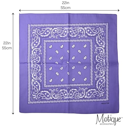 Motique Accessories 22 Inch Cotton Paisley Bandana - color: Lavender