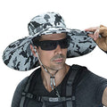 Leotruny Men Wide Brim Sun Hats UPF50+ Waterproof Breathable Bucket Hat for Fishing, Hiking, Camping - color: C09-light Gray Camo