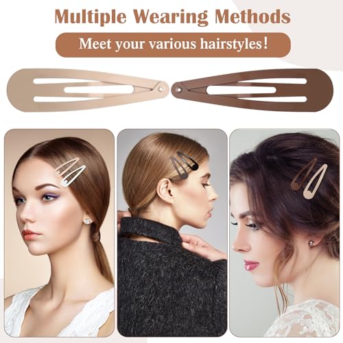 WILLBOND 30 Pieces 3.1 Inch Large Metal Snap Hair Clips Nonslip Barrettes Women Hair Accessories (Five Color) - color: Five Color, style: Minimalist