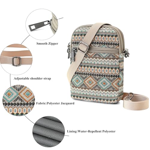 RFID Crossbody Bags For Women Travel, Small Cell Phone Purse - color: Geometry/Jacquard