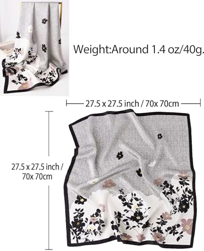 Dailyacc Hair Bandanas Scarf For Women Lightweight Fashion Neck Silk Satin Head Scarves For Sleeping Handbags Scarf - color: 2-white Swallow/27.5*27.5in