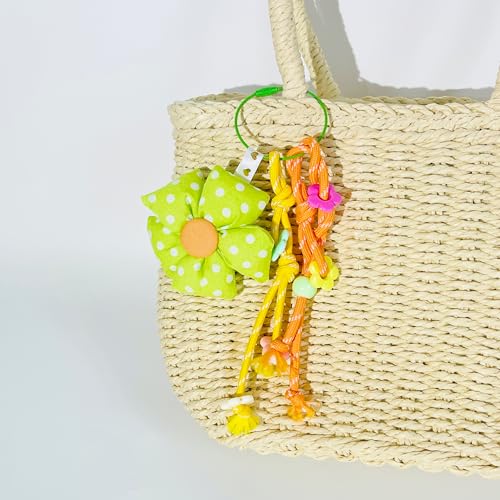 QTMY Cute Flower Braided Keychain Bag Charms for Handbag Purse Backpack Accessories Bogg Bag,306