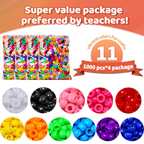 Praisebank 4000 pcs Multi-Color Pony Beads, Hair Beads, Beads for Jewelry Making, Beads for Crafts, Beads for Hair Braids… - color: Multi-colored