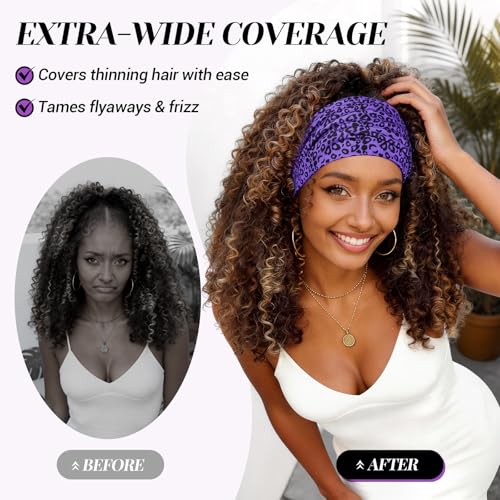 Wide Headbands for Women's Hair, 4 Pcs Hair bands – Vintage Turban Elastic Head Bands Adult Women Soft Head Wraps Knotted for Yoga & Workout – Summer Fashion Hair Accessories (white) - color: white
