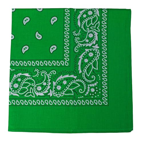 Motique Accessories 22 Inch Cotton Paisley Bandana - color: Kelly Green