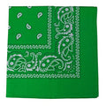 Motique Accessories 22 Inch Cotton Paisley Bandana - color: Kelly Green