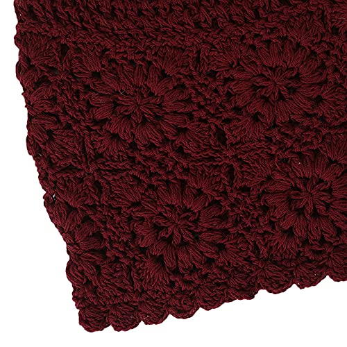 ZLYC Women Cotton Crochet Slouchy Beanie Hat Handmade Knit Summer Skull Cap - color: Burgundy Red