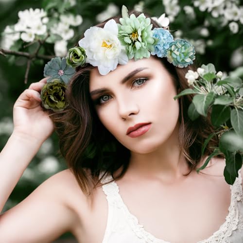BBTO 21 Pcs Flower Hair Clip Rose Hair Clips Barrettes for Women Flower Accessories Boho Bride Claw Clip Hairpin Brooch Pin Headpiece for Wedding (Forest Green) - color: Forest Green
