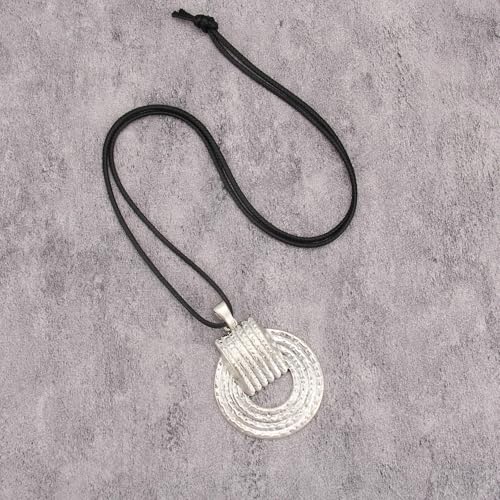JAOYU Bohemian Necklaces for Women Leather Necklace Wood Pendant Choker Long Brown Necklace Chunky Circle Boho Hippie Jewelry - style: Boho Leather Necklace Women