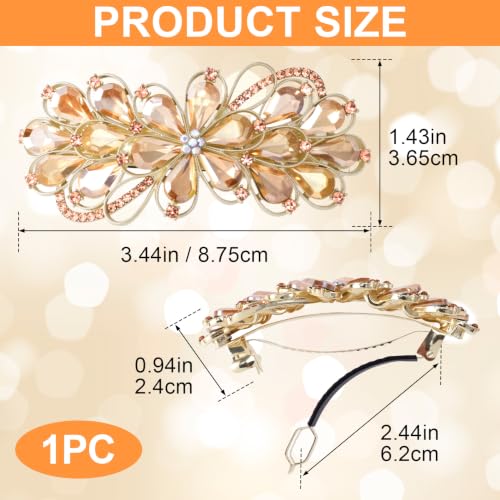 Joez Wonderful Rhinestone Hair Barrettes for Women, Champagne | Sparkly flower hair pin accessories, non-slip, alloy made, for weddings, birthdays, parties, engagements, balls, brides - color: Rhinestone Butterfly Champagne B