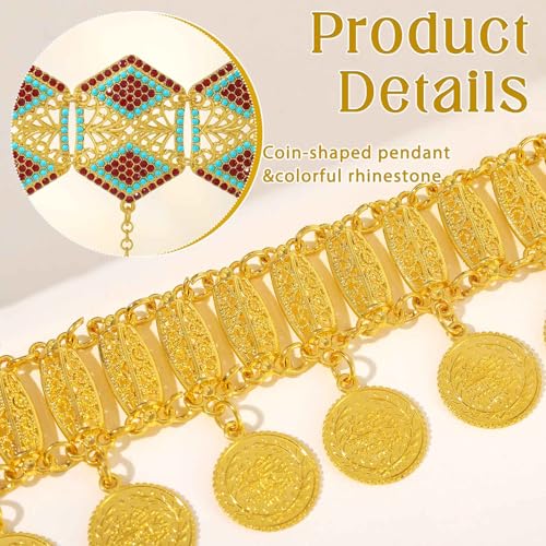 ELABEST Gold Waist Chain Rhinestone Belly Dance Chain Crystal Tassel Dance Jewelry for Women - style: Gold-B