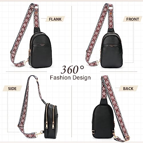 APHISON Small Sling Bag Fanny Packs Cell Phone Purse Vegan Leather Crossbody Bags for Women Chest Bag with Adjustable Strap Black - color: 13-black