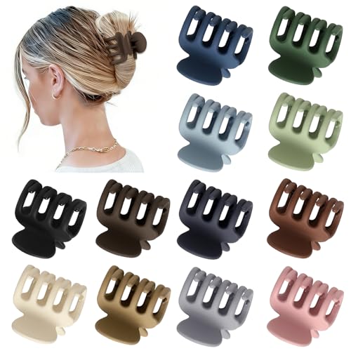 Sisiaipu 12Pcs Hair Clips for Women 1.8 Inch Small Claw Clips for Thin Hair Medium Hair Claw Clips for Thick Hair Accessories for Women Girls (Regular) - color: Regular