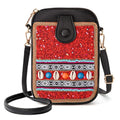 Women's Small Crossbody Cell Phone Bag, Boho Colorful Beaded Purse Wallet with Handmade Cute Patterns - color: Red