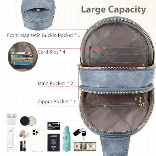 APHISON Small Sling Bag Fanny Packs Cell Phone Purse Vegan Leather Crossbody Bags for Women Chest Bag with Adjustable Strap Blue - color: 11-blue