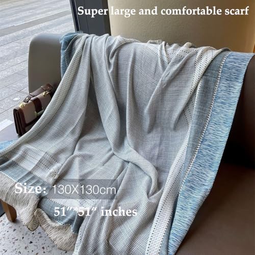 K-Elewon Large Square Scarf 51" Cotton and Linen Hand feel Scarf Fashion Scarves Hair Wrapping Scarfs Neck Scarves for Women - color: H2305