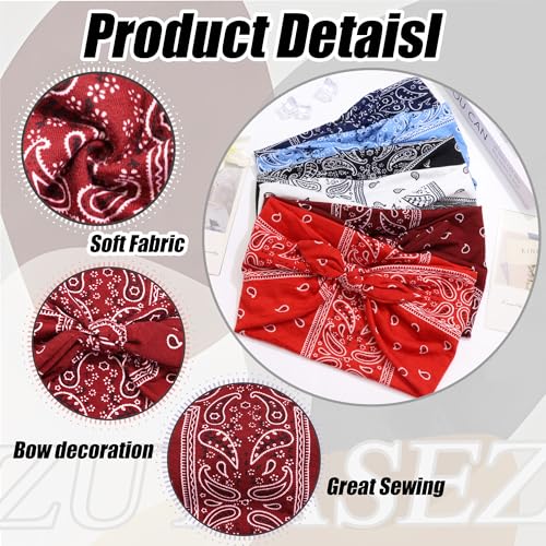 6 Pack Bow Headbands for Women Boho Wide Head Bands for Women's Hair Elastic Non-Slip Hair Bands Soft Headwraps Workout Yoga Turban Hair Accessories - color: Bow Headband