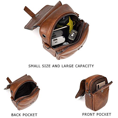 myfriday Vintage Crossbody Phone Bag for Women, Small PU Leather Shoulder Purse and Handbag - color: A-01-brown