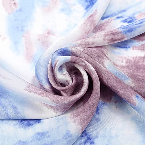 RIIQIICHY Women Head Hair Scarf Like Satin Silk Scarf Sleeping Hair Wrapping Night 27.5" - color: Light Blue/Purple/Bean Paste/White