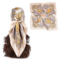 35 x 35 Women's Fashion Pattern Large Square Silk Like Hair Scarf Head Sleeping Wrap Satin Neck Bandana for Gift… - color: Garland Cashew Nuts-beige