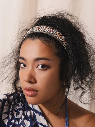 MINACHI Bohemian Wide-brimmed Embroidered Ethnic Brocade Hairband, All-match Face, Hair Accessories, Ethnic Style for Women