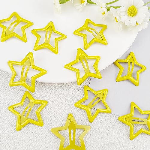 Metal Star Snap Hair Clips Yellow Cute Small Hair Barrettes Y2K Star Hair Clips Hair Access Non-slip Hollow for Women Hairpin Lovely Headpieces for Everyday Fashion and Party 10PCS - color: Style2