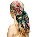 Stlvoll 100% Silk Head Scarf for Women - 27" Hair Scarves Satin Bandanas Square for Night Sleeping with Gift Packed - color: Blue/Red/White/Flower