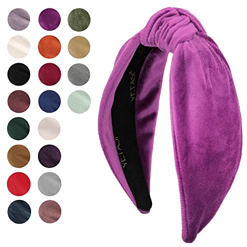 Orchid Purple Velvet Headbands for Women, Trendy Womens Headbands are Knotted Headband for Women's Hair, Cute Top Knot Fashion Designer Girls Head band - color: Orchid Purple
