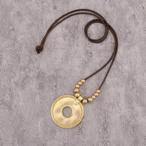 Bohemian Necklaces for Women Long Leather Necklace with Large Pendant Chunky Boho Hippie Jewelry Pendant Chocker Necklace - style: Boho Cord Necklace
