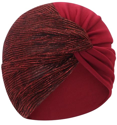 XYIYI Chemo Headwear Turban for Women, Cancer Patients Head Wrap Cover Hat for Hair Loss - color: Wine Red