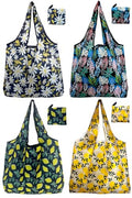 Reusable Grocery Bags, 4 Pack Foldable Shopping Tote Bags, Lightweight & Durable Eco Friendly Washable Totes for Groceries, Travel & Everyday Use - color: Lemon 4 Pack