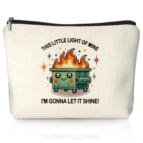 White Elephant Gifts Dumpster Fire Gifts Makeup Bag, Funny Dumpster Bag,Dumpster Fire Cosmetic Bags for Women, Inspirational Positive Encouragement Gift for Women Zipper Pouch - color: 01-dumpster fire(02)