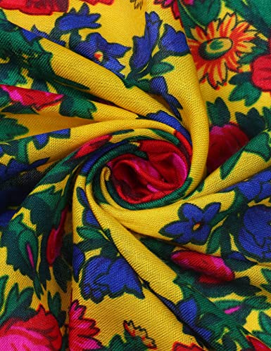MJ SERECA Acrylic Bandana Printed Hair Scarf Square Ukrainian Head Scarf Floral Babushka Neck Scarf for Women 30"/42"/60" - color: 2 Pack-c 42"