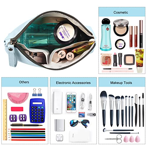 MAANGE Cosmetic Bags for Women Small Makeup Bag for Purse Pu Leather Makeup Pouch Travel Makeup Bag with Zipper Make Up Bag for Travelling - color: Blue